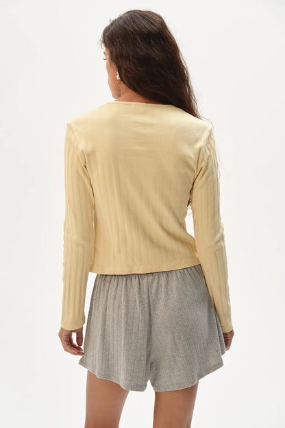 The Varied Rib Cardigan - Butter