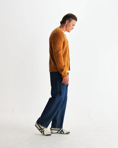 Walker - Ochre Rib Stitch Knit Cardigan