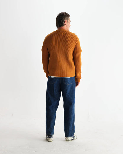 Walker - Ochre Rib Stitch Knit Cardigan