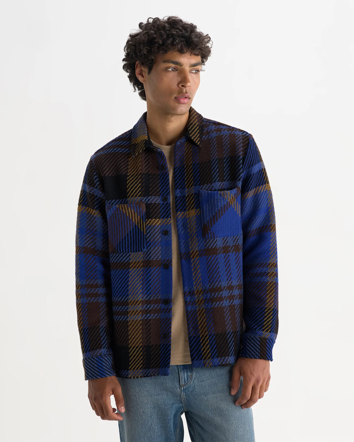 Whiting  -  Whiting Blue and Brown Bold Check Overshirt