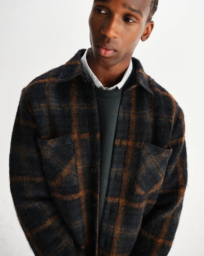 Whiting  Overshirt Drawn Check - Teal/Orange.