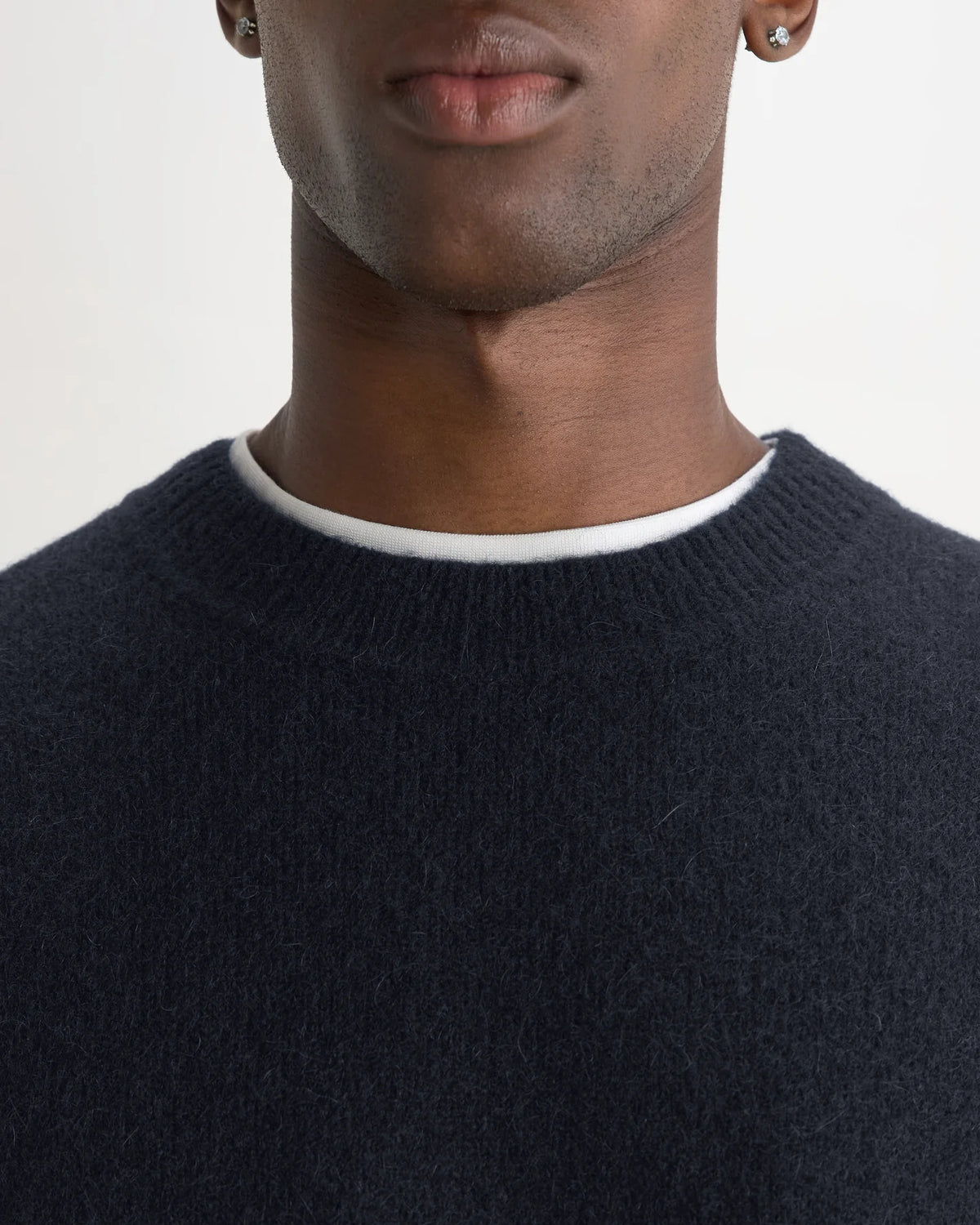 Wilde Fluffy Wool Blend Crew Neck - Navy.
