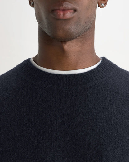 Wilde Fluffy Wool Blend Crew Neck - Navy.