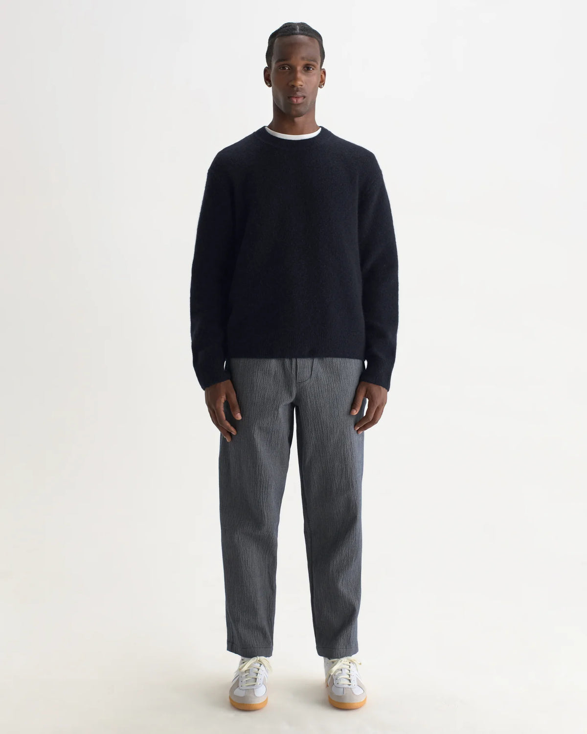 Wilde Fluffy Wool Blend Crew Neck - Navy.