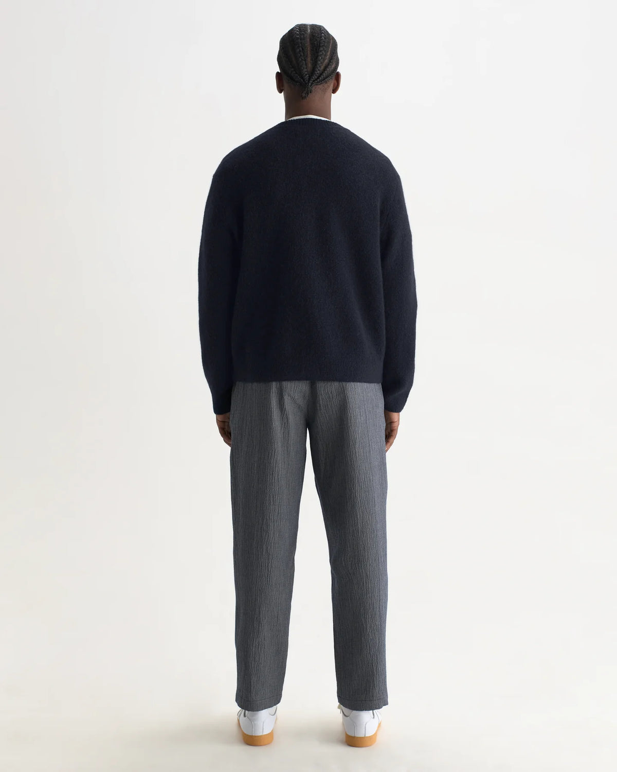 Wilde Fluffy Wool Blend Crew Neck - Navy.