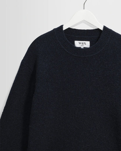 Wilde Fluffy Wool Blend Crew Neck - Navy.
