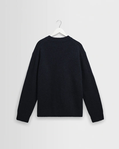 Wilde Fluffy Wool Blend Crew Neck - Navy.