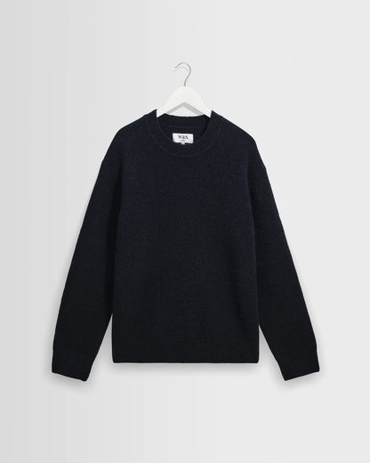 Wilde Fluffy Wool Blend Crew Neck - Navy.