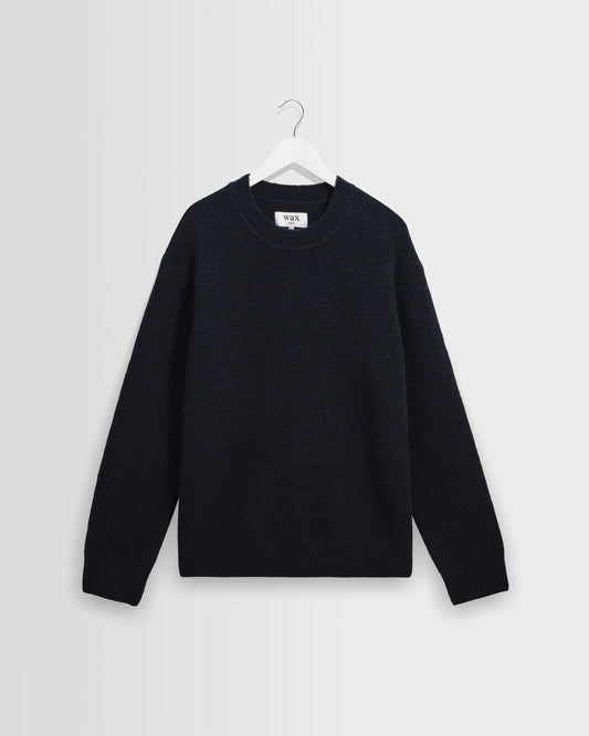 Wilde Fluffy Wool Blend Crew Neck - Navy.
