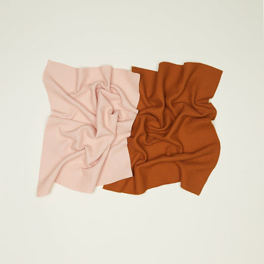 Essential Waffle Dish Towel - Set of 2 Blush/Terracotta