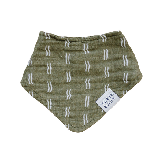 Cotton Muslin Bib - Olive Strokes
