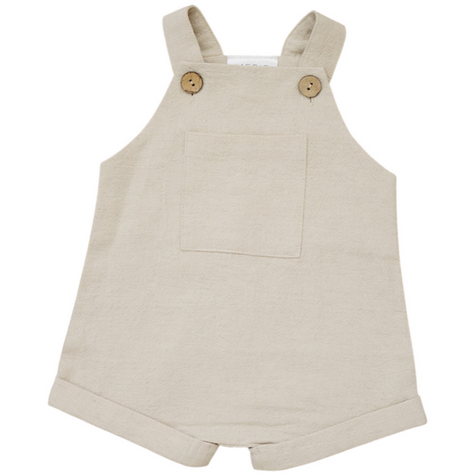 Oatmeal Linen Short Overalls