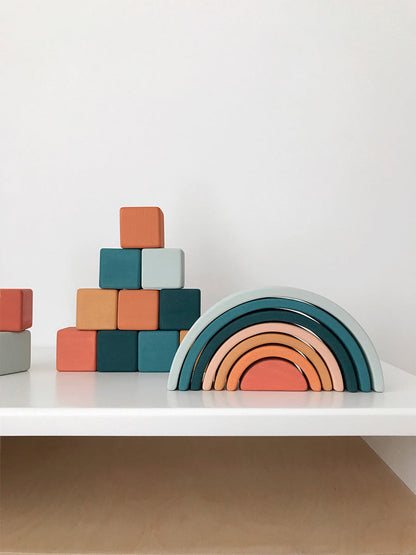 Mini Wooden Rainbow Nesting Arches - Lagoon