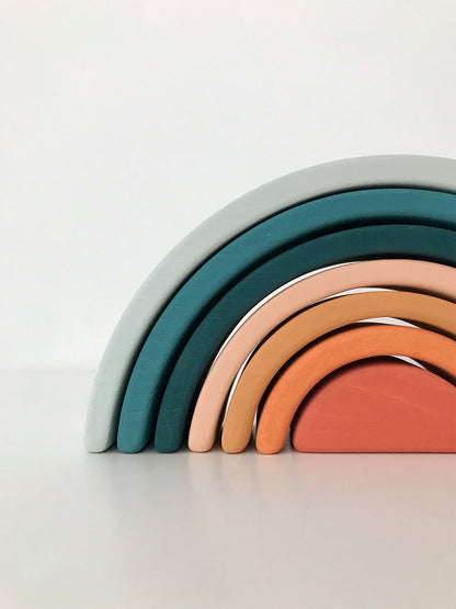 Mini Wooden Rainbow Nesting Arches - Lagoon